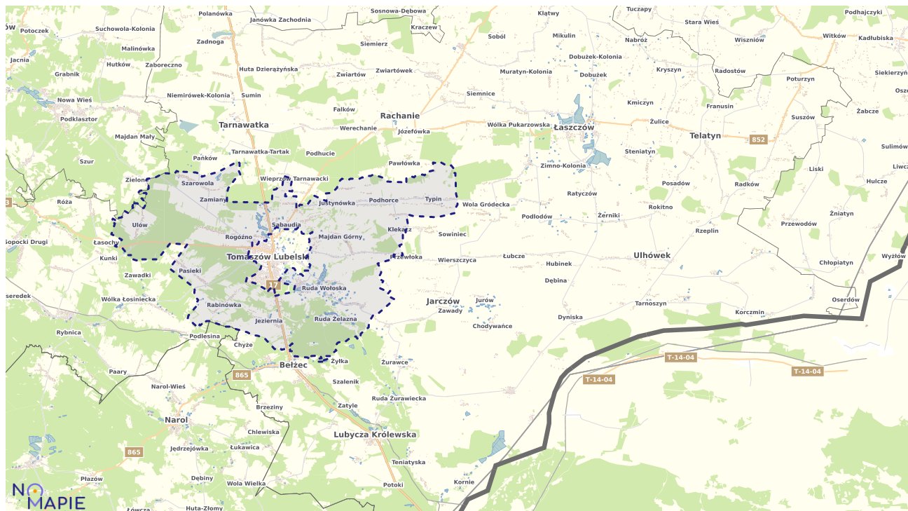 Mapa obszarów ochrony przyrody Tomaszowa Lubelskiego