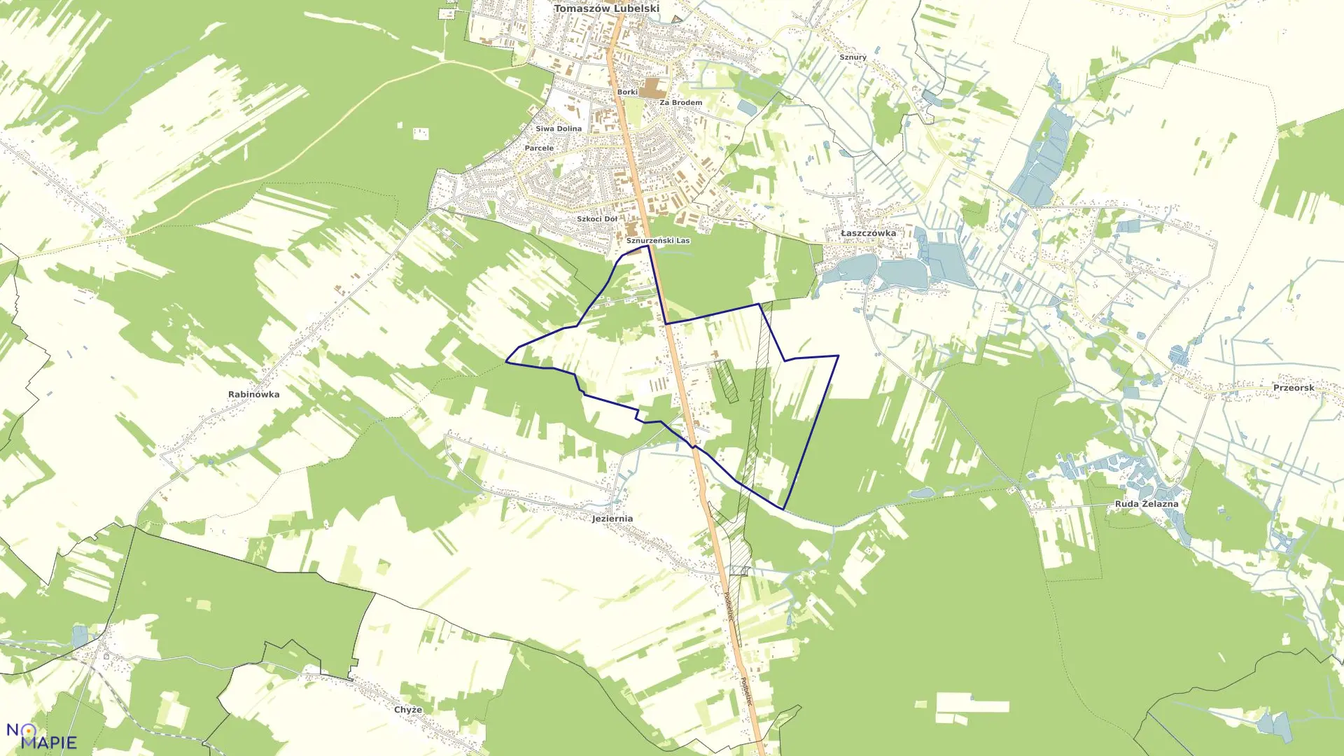 Mapa obrębu Łaszczówka-Kolonia w gminie Tomaszów Lubelski